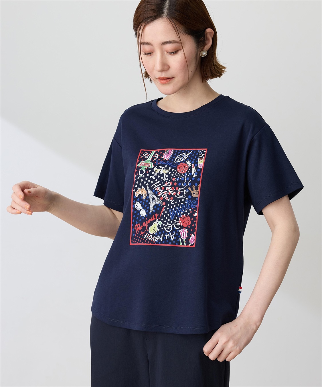 Petit Honfleur 【イラストレーターコラボ】ドットモチーフプリントTシャツ【接触冷感・UVカット・オーガニックコットンブレンド】_variation_2