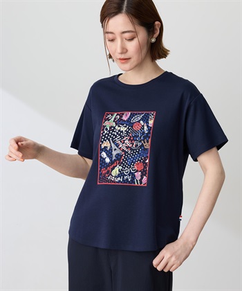 Petit Honfleur 【イラストレーターコラボ】ドットモチーフプリントTシャツ【接触冷感・UVカット・オーガニックコットンブレンド】_variationthumb_2