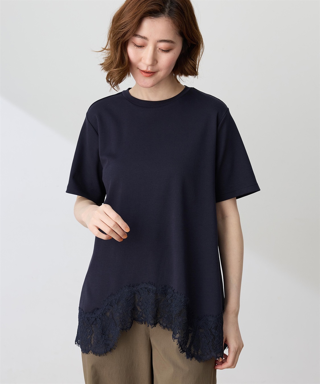 Petit Honfleur 裾レースカットプルオーバー【接触冷感・UVカット・オーガニックコットンブレンド】_variation_3