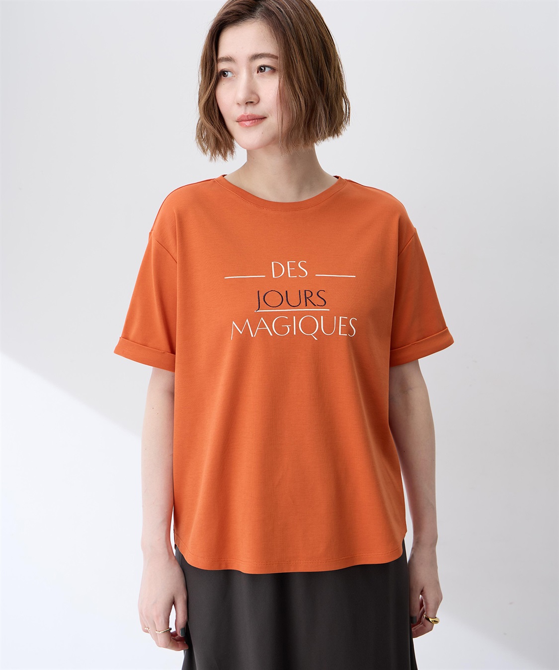 Petit Honfleur ロゴプリントTシャツ【接触冷感・UVカット・オーガニックコットンブレンド】_main