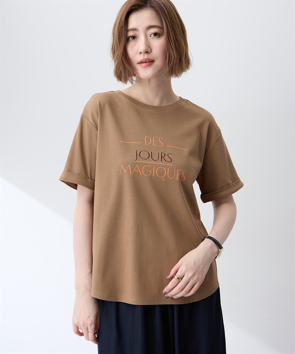 Petit Honfleur ロゴプリントTシャツ【接触冷感・UVカット・オーガニックコットンブレンド】_variation_2