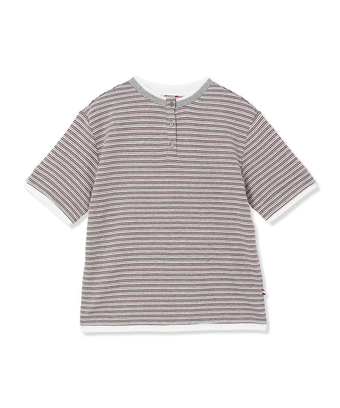 Petit Honfleur レイヤード風ヘンリーネックボーダーTシャツ_variation_1