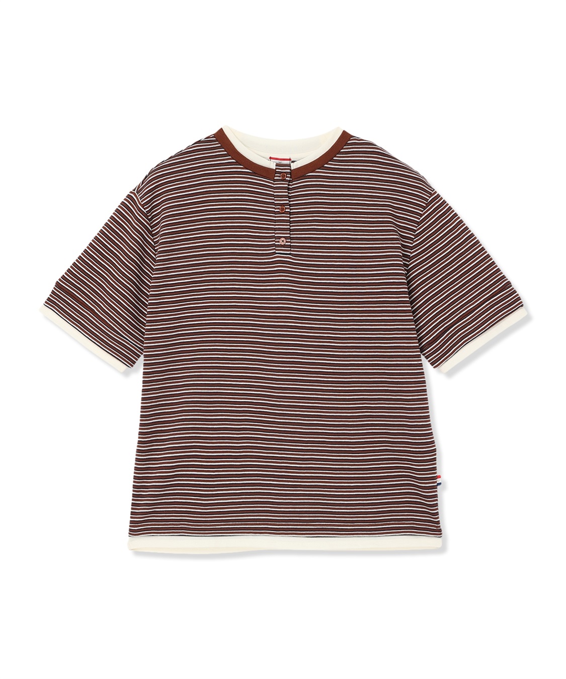 Petit Honfleur レイヤード風ヘンリーネックボーダーTシャツ_variation_2