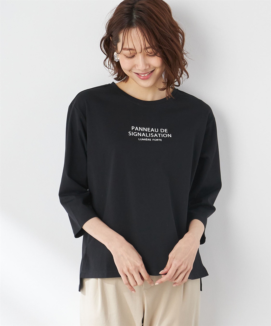 Petit Honfleur オーガニックコットンロゴプリントTシャツ_variation_2
