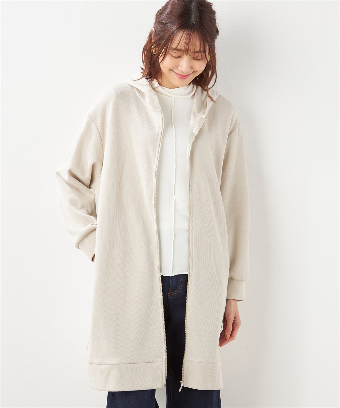 Petit Honfleur ジップロングパーカー_main