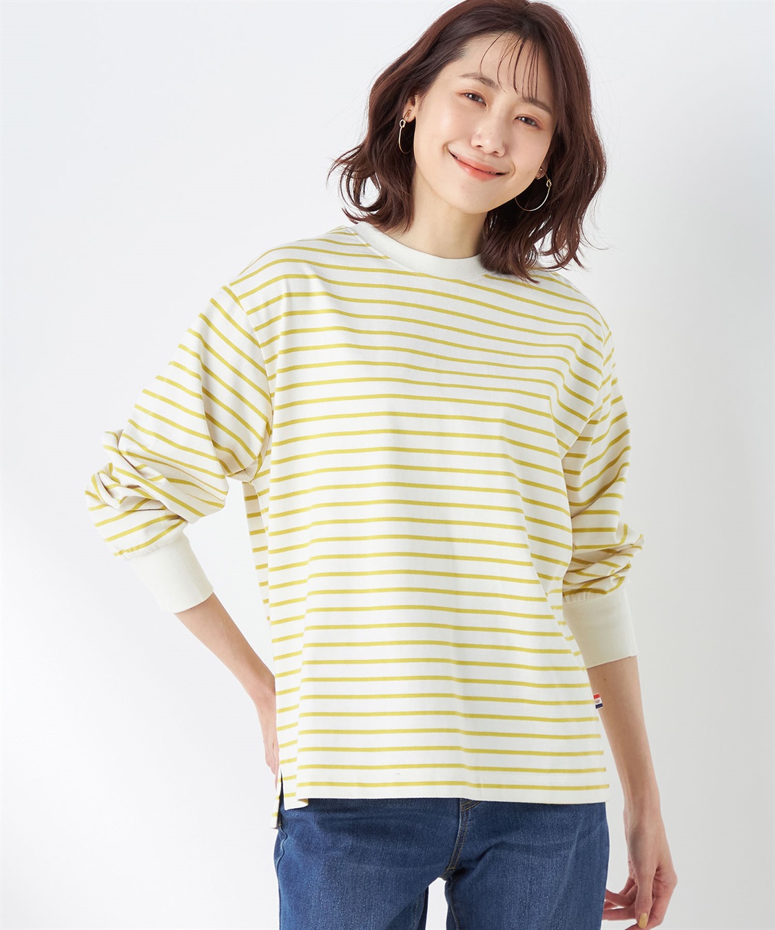 Petit Honfleur モックネックボーダーTシャツ_main
