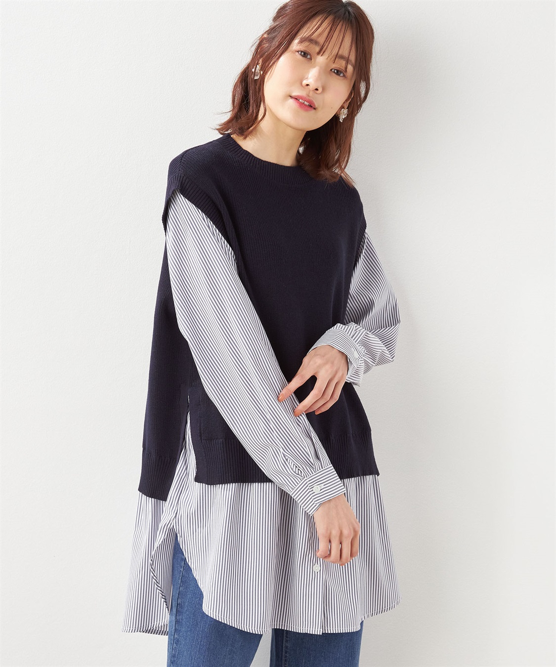 Petit Honfleur レイヤードニットプルオーバー_main