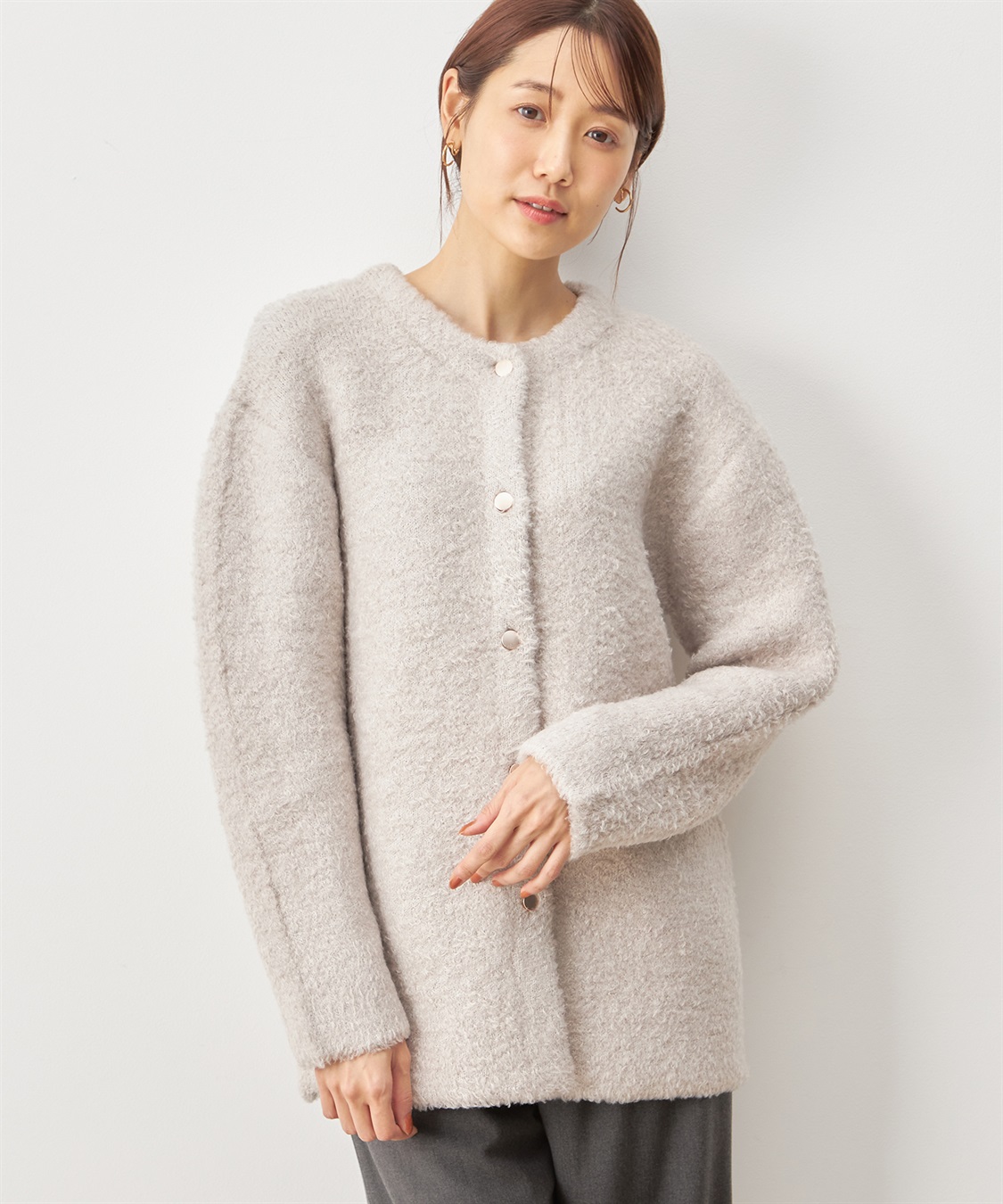 Petit Honfleur Wフェイスフェザーコーディガン_main