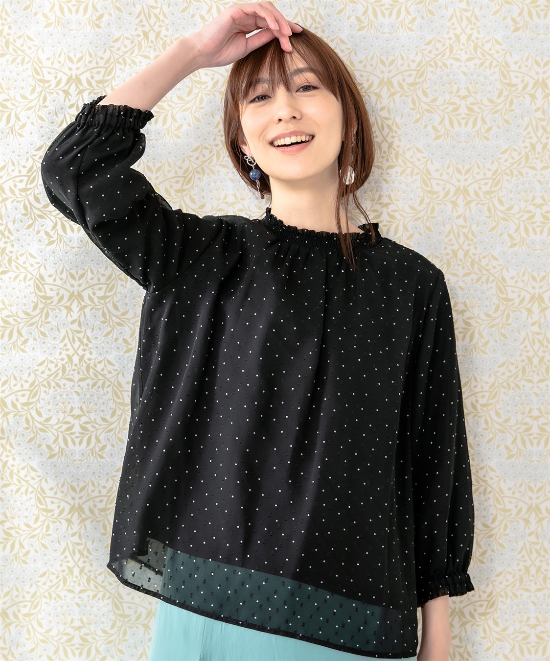 Petit Honfleur シフォンドットプリントブラウス_main