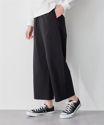 【ウエストゴム】リネン混ワイドパンツ