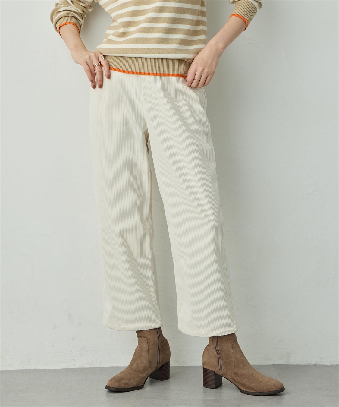 Petit Honfleur コーデュロイセミワイドパンツ_variation_1