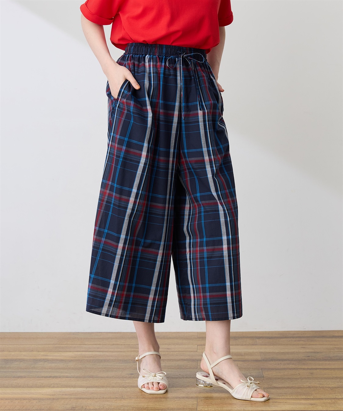 Petit Honfleur 【すご楽シリーズ】チェックワイドパンツ【ウエストゴム】_variation_2