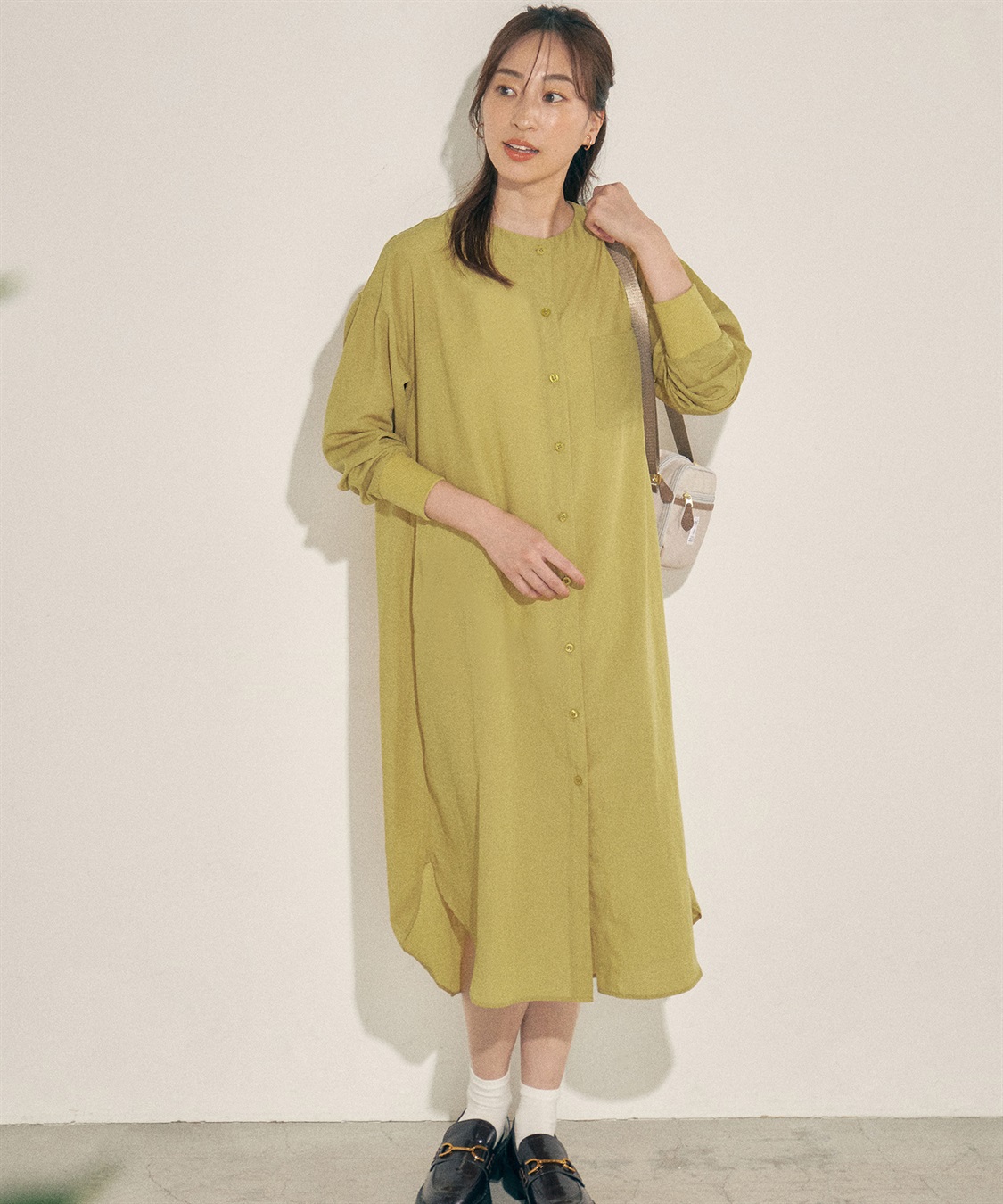 Petit Honfleur リブ袖シャツワンピース_main