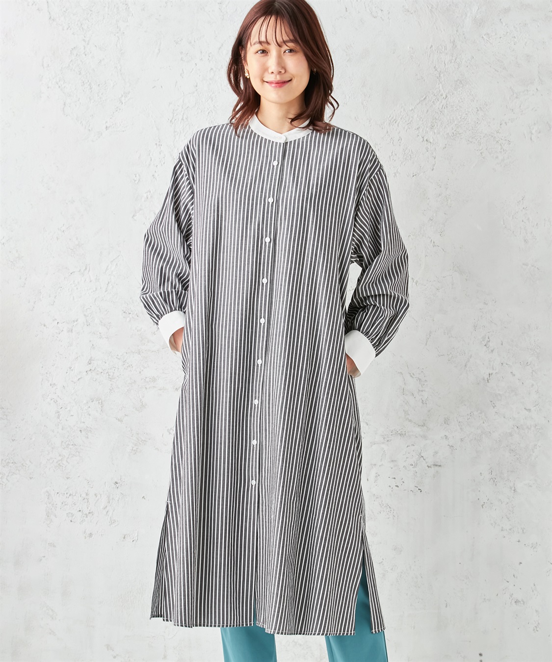 Petit Honfleur ストライプロングシャツワンピース_variation_1