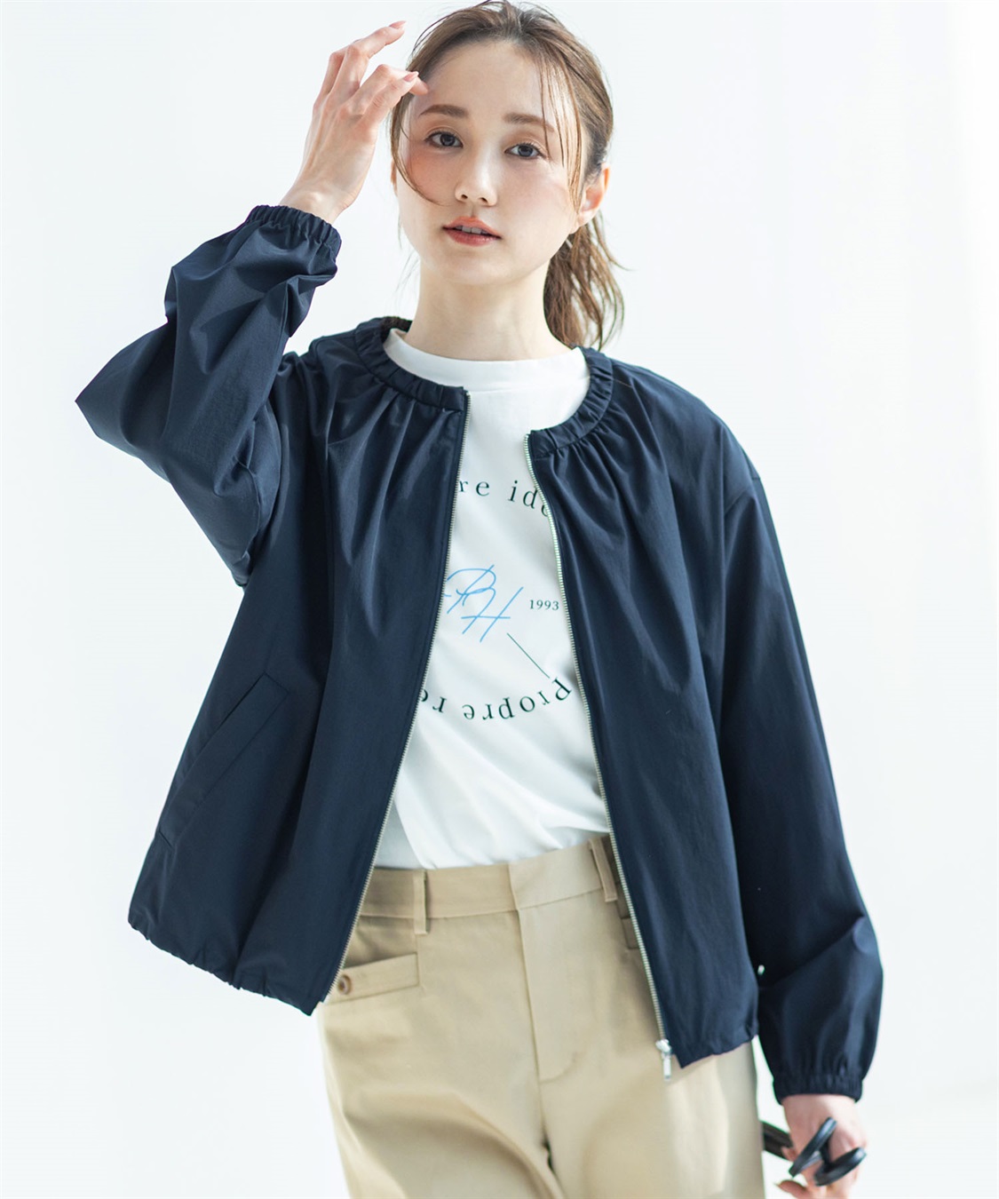 Petit Honfleur ギャザーショートブルゾン【はっ水】_main