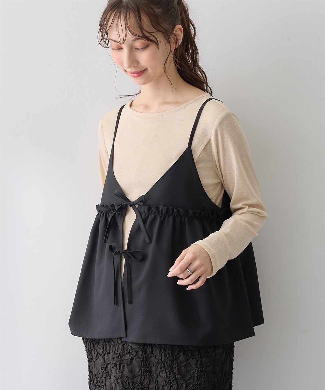 Rosemadame シアーカットソー×フレアキャミセット(マタニティ&amp;授乳服）授乳口付き 授乳楽々 妊婦服 産前・産後対応_variation_2