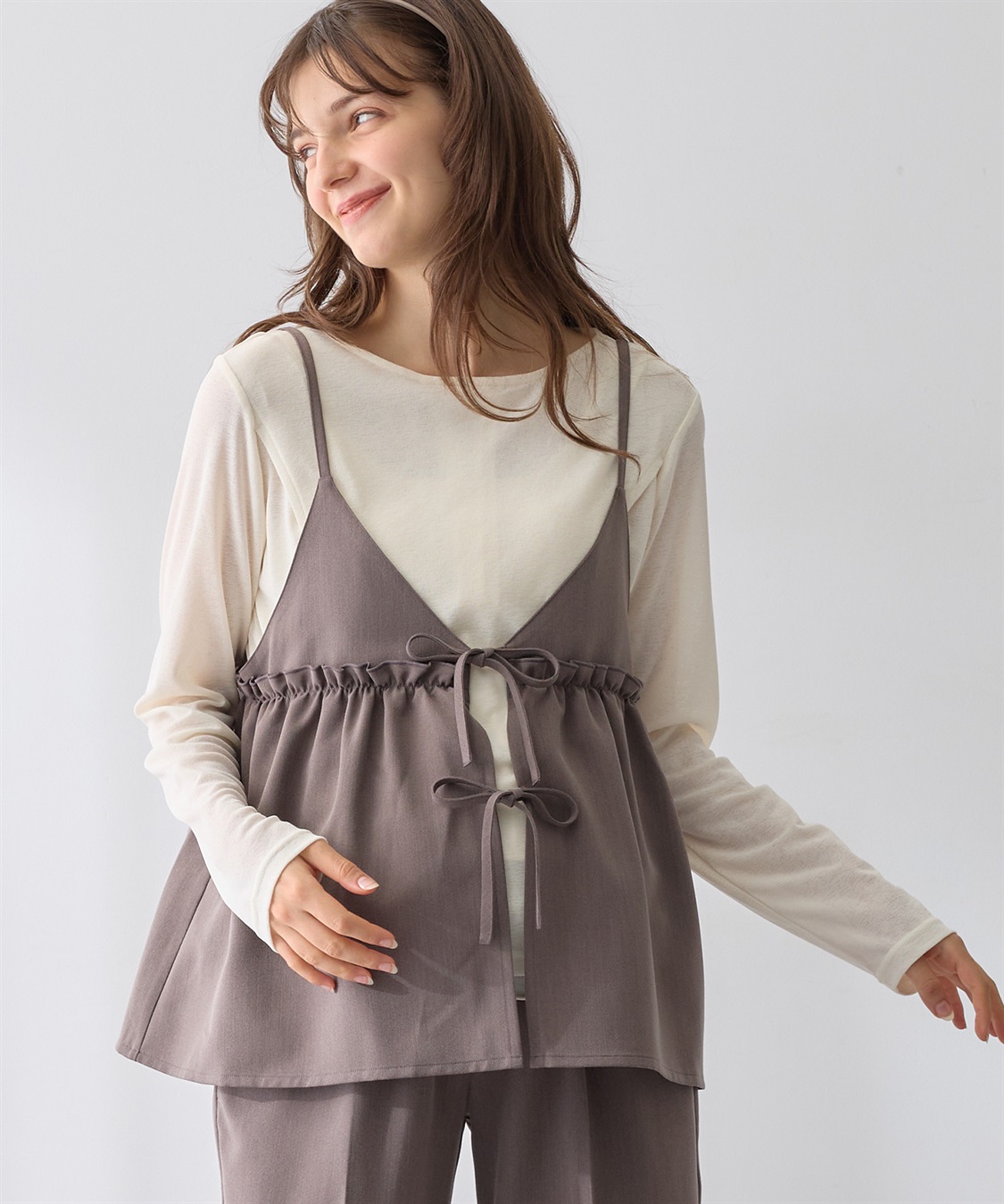 Rosemadame シアーカットソー×フレアキャミセット(マタニティ&amp;授乳服）授乳口付き 授乳楽々 妊婦服 産前・産後対応_variation_3