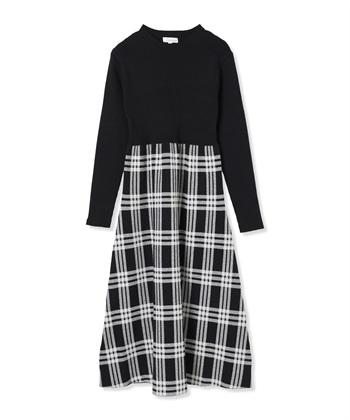 Rosemadame チェック柄切替ニットワンピース(マタニティ&amp;授乳服）授乳口付き 授乳楽々 妊婦服 産前・産後対応_variationthumb_1