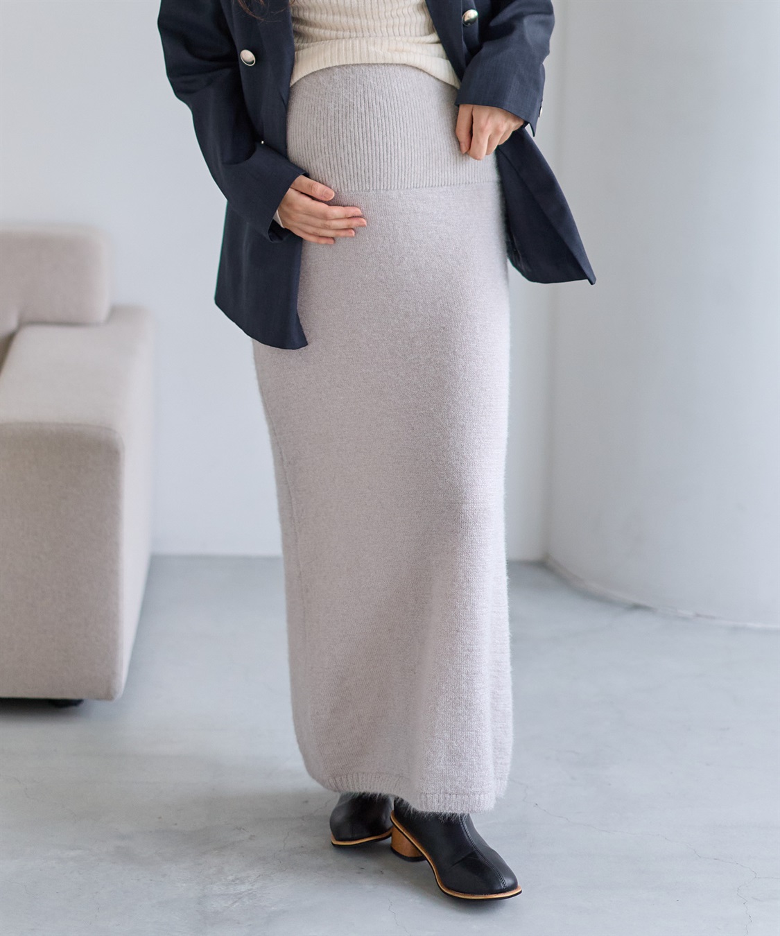 Rosemadame 微シャギーニットスカート（マタニティ～産後）妊婦服 産前・産後対応_variation_1