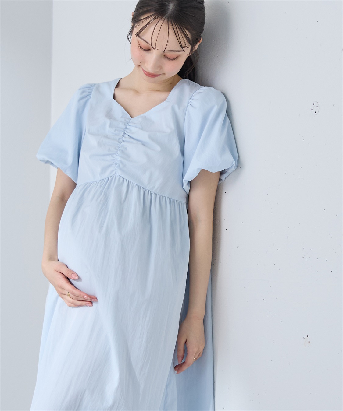 Rosemadame 	【UVカット】バルーン袖 ギャザーワンピース｜マタニティ 授乳対応 サイドファスナー 産前産後対応_variation_3