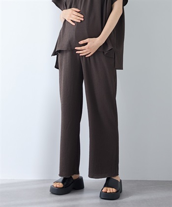 Rosemadame 【UVカット】カットジャガード マタニティワイドパンツ｜ウエスト調整可 産前産後対応（セットアップ 対応）_variationthumb_2