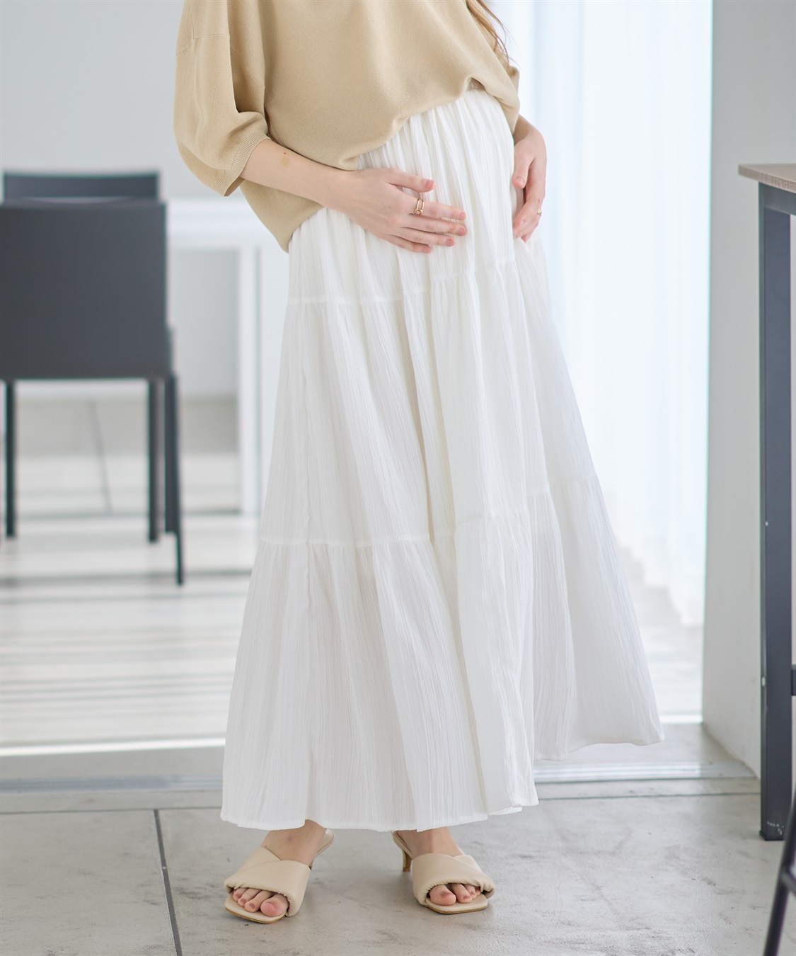 Rosemadame ドビー楊柳ティアードスカート（マタニティ/ 妊婦服）産前・産後対応_main
