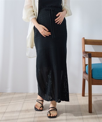 Rosemadame 透かし編みニットスカート（マタニティ～産後）妊婦服 産前・産後対応_variationthumb_2