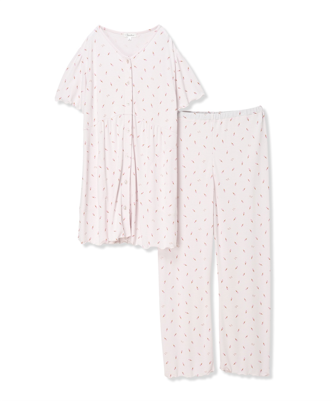 Rosemadame 【接触冷感】 ワッフル風アイス柄パジャマ/マタニティパジャマ（マタニティ/授乳服）上下セット 授乳口付き 授乳楽々 妊婦服 産前・産後対応_variation_2