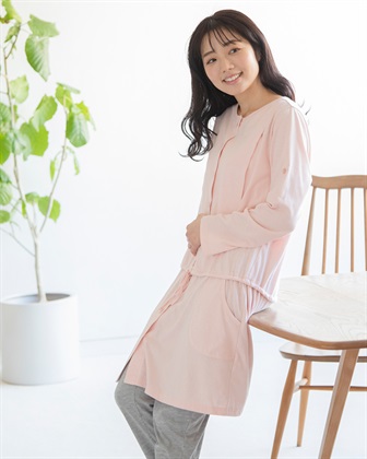 Rosemadame 天竺授乳口付きパジャマ　長袖 ロールアップ 着丈90cm 綿混 シンプル ポケット付き　マタニティパジャマ　maman et bebe(ママンエベベ)（マタニティ/授乳服）入院準備 出産準備 産前 産_variationthumb_5
