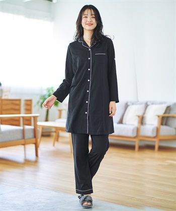 Rosemadame 天竺襟付き授乳口付きパジャマ　長袖 ロールアップ 着丈90cm 綿混 シンプル ポケット付き　マタニティパジャマ　maman et bebe(ママンエベベ)（マタニティ/授乳服）入院準備 出産準備 産_variationthumb_8