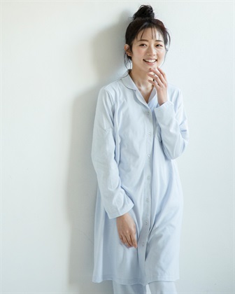 Rosemadame 天竺襟付き授乳口付きパジャマ　長袖 ロールアップ 着丈90cm 綿混 シンプル ポケット付き　マタニティパジャマ　maman et bebe(ママンエベベ)（マタニティ/授乳服）入院準備 出産準備 産_variationthumb_3