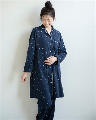 Rosemadame 天竺襟付き授乳口付きパジャマ　長袖 ロールアップ 着丈90cm 綿混 シンプル ポケット付き　マタニティパジャマ　maman et bebe(ママンエベベ)（マタニティ/授乳服）入院準備 出産準備 産_variationthumb_7
