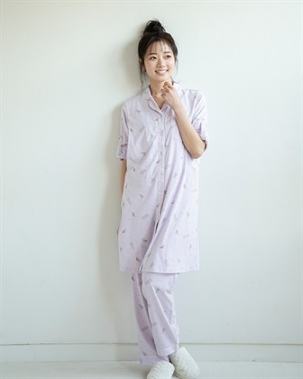 Rosemadame 天竺襟付き授乳口付きパジャマ　長袖 ロールアップ 着丈90cm 綿混 シンプル ポケット付き　マタニティパジャマ　maman et bebe(ママンエベベ)（マタニティ/授乳服）入院準備 出産準備 産_variationthumb_5