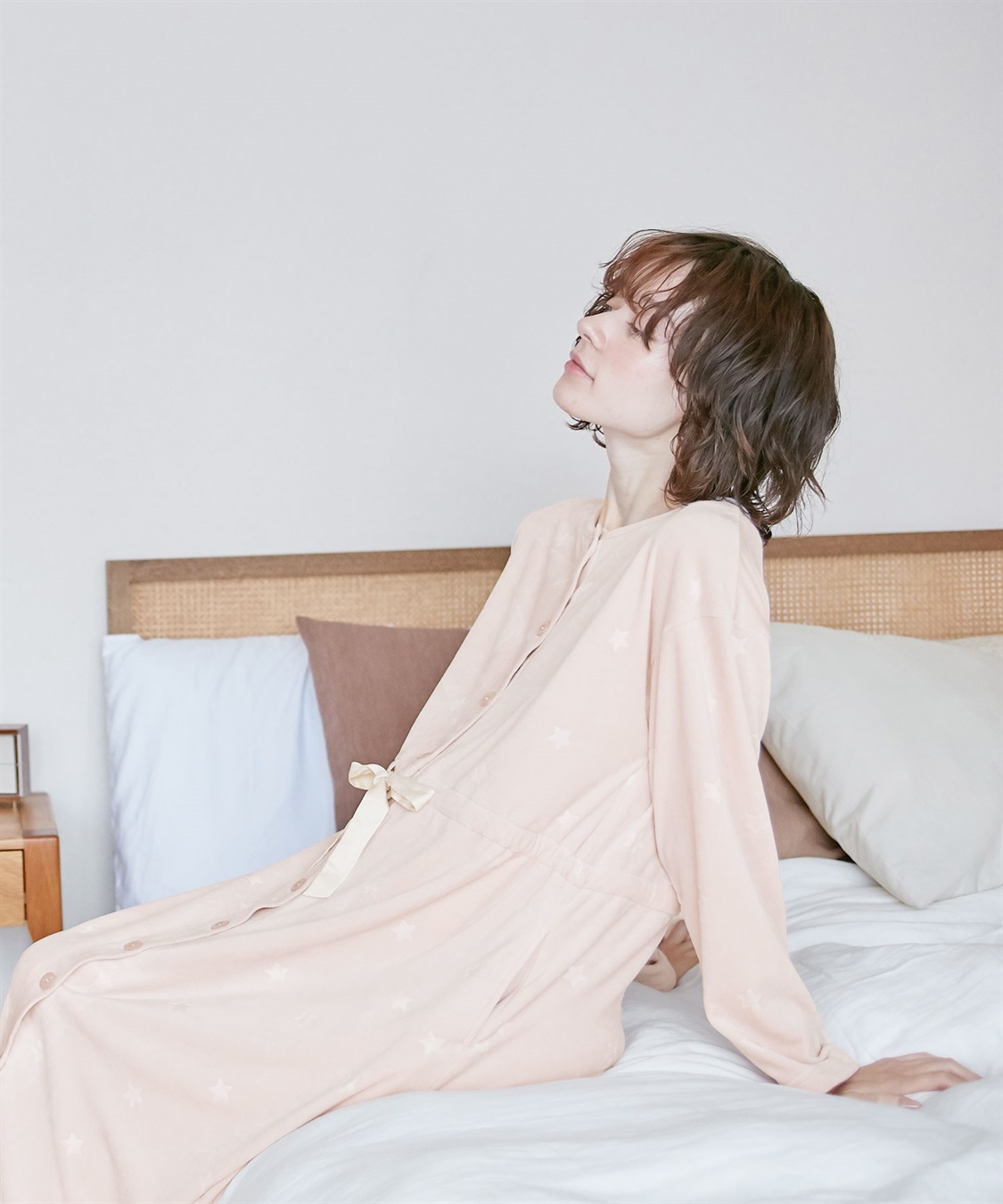 Rosemadame 授乳らくらく しっとりベロア エンボス ネグリジェ　パジャマ（マタニティ/授乳服）授乳楽々 妊婦服 産前・産後対応_variation_4