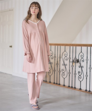 Rosemadame 【セット】ふわふわスムースパイピングネックパジャマ(産前・産後対応 マタニティ＆授乳服 ルームウェア)_variationthumb_2