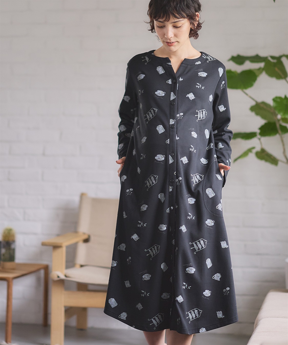 Rosemadame スムース素材ティータイムモチーフネグリジェ・パジャマ(産前・産後対応 マタニティ＆授乳服 ルームウェア)_variation_1