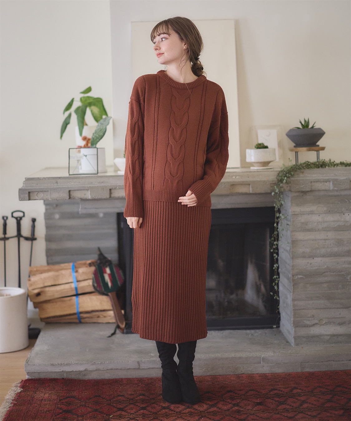Rosemadame ニットセットアップ風授乳らくらくマタニティワンピース（マタニティ/授乳服）授乳口付き 授乳楽々 妊婦服 産前・産後対応_main