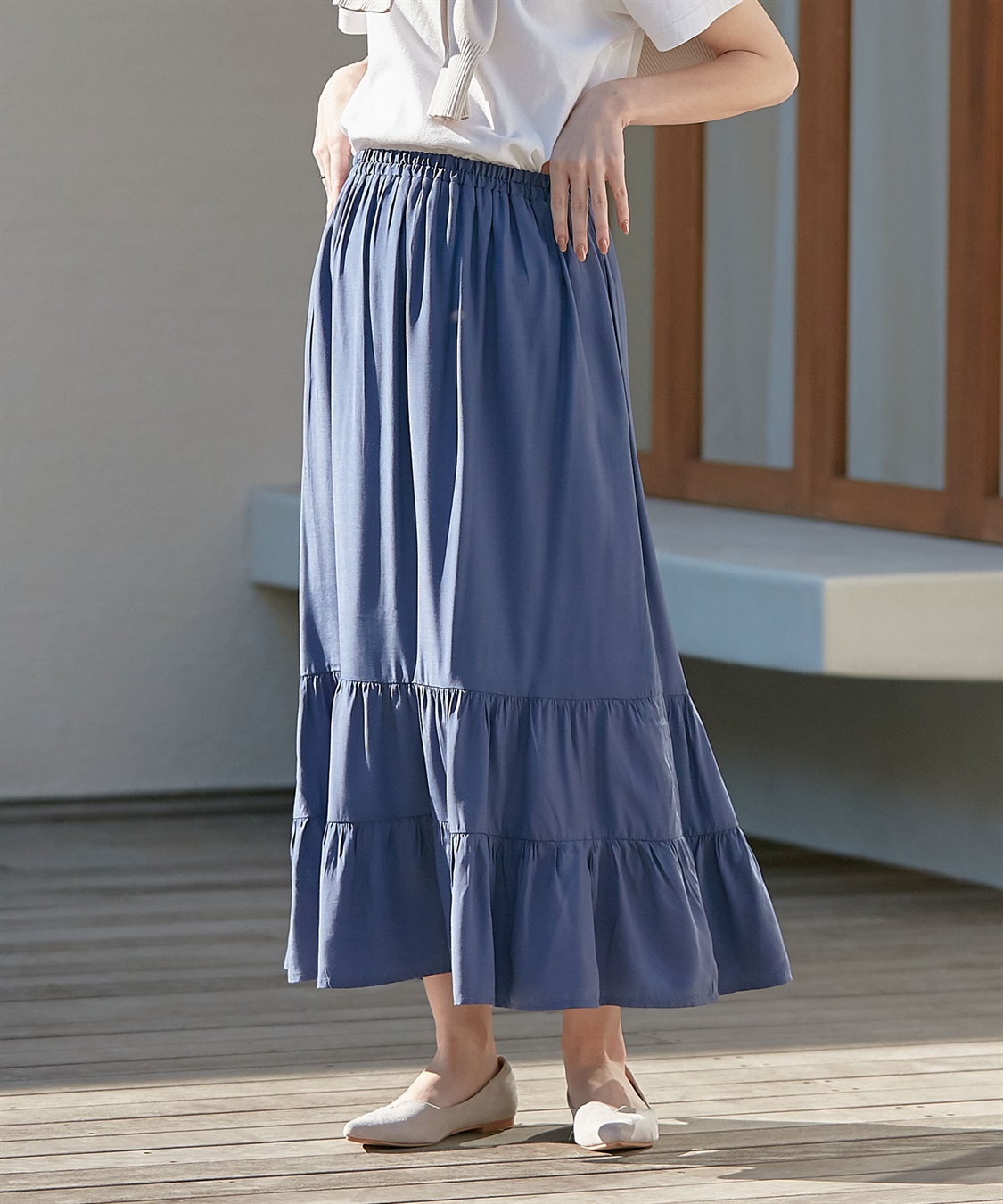 Rosemadame 産後も使える  ティアードスカート（マタニティ/授乳服）授乳楽々 妊婦服 産前・産後対応_variation_2