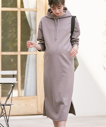 Rosemadame ダンボールパーカーワンピース（マタニティ/授乳服） 授乳口付き 授乳楽々 妊婦服 産前・産後対応_variationthumb_1