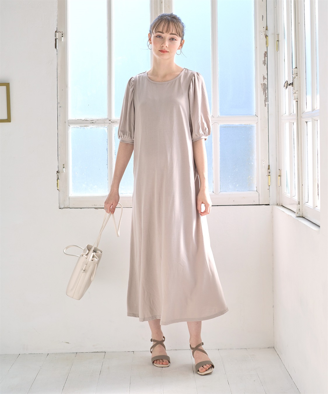 Rosemadame 汗染み防止加工ボリュームスリーブフレアワンピース（マタニティ&amp;授乳服）_main