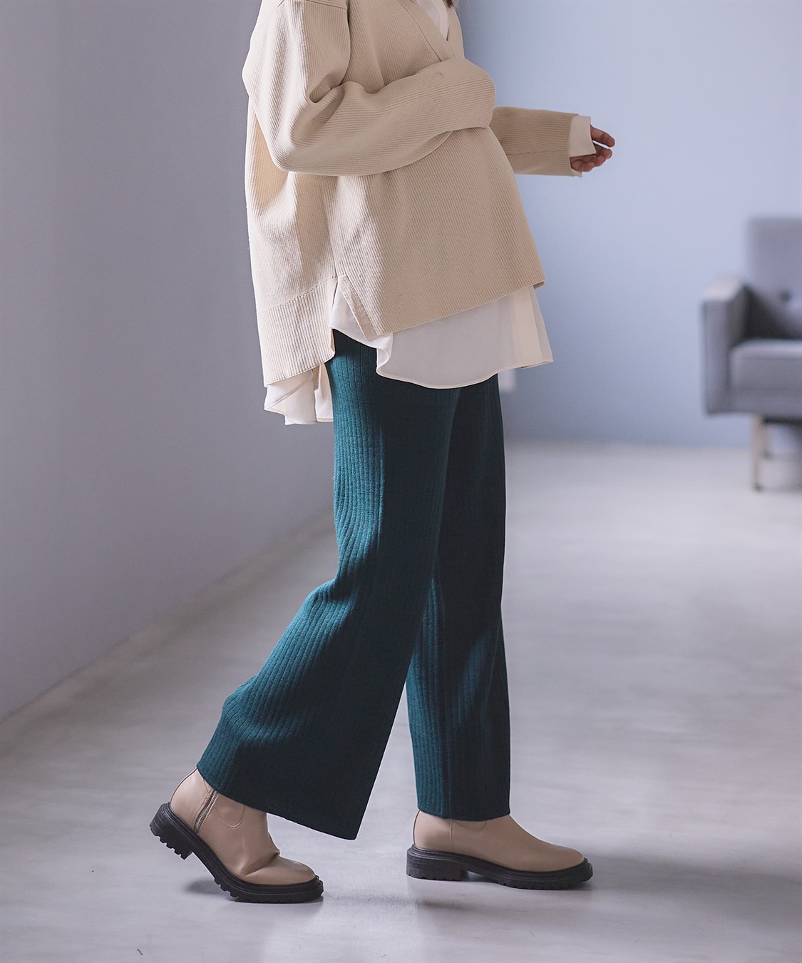Rosemadame ニットリブワイドパンツ(マタニティ/妊婦服 産前・産後対応)_main