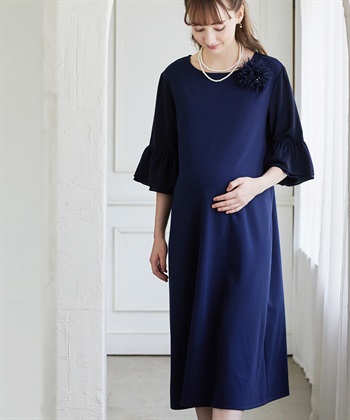 Rosemadame ジョーゼットフレアスリーブ スムースワンピースドレス(マタニティ/妊婦服 産前・産後対応・フォーマルワンピース・オケージョンドレス)_variationthumb_2