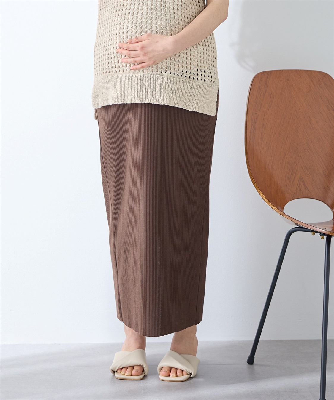 Rosemadame セルフカット リブナロースカート ロング（マタニティ~産後）妊婦服 産前・産後対応_variation_4