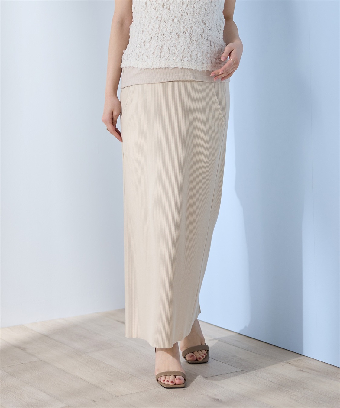 Rosemadame セルフカット リブナロースカート ロング（マタニティ~産後）妊婦服 産前・産後対応_variation_1