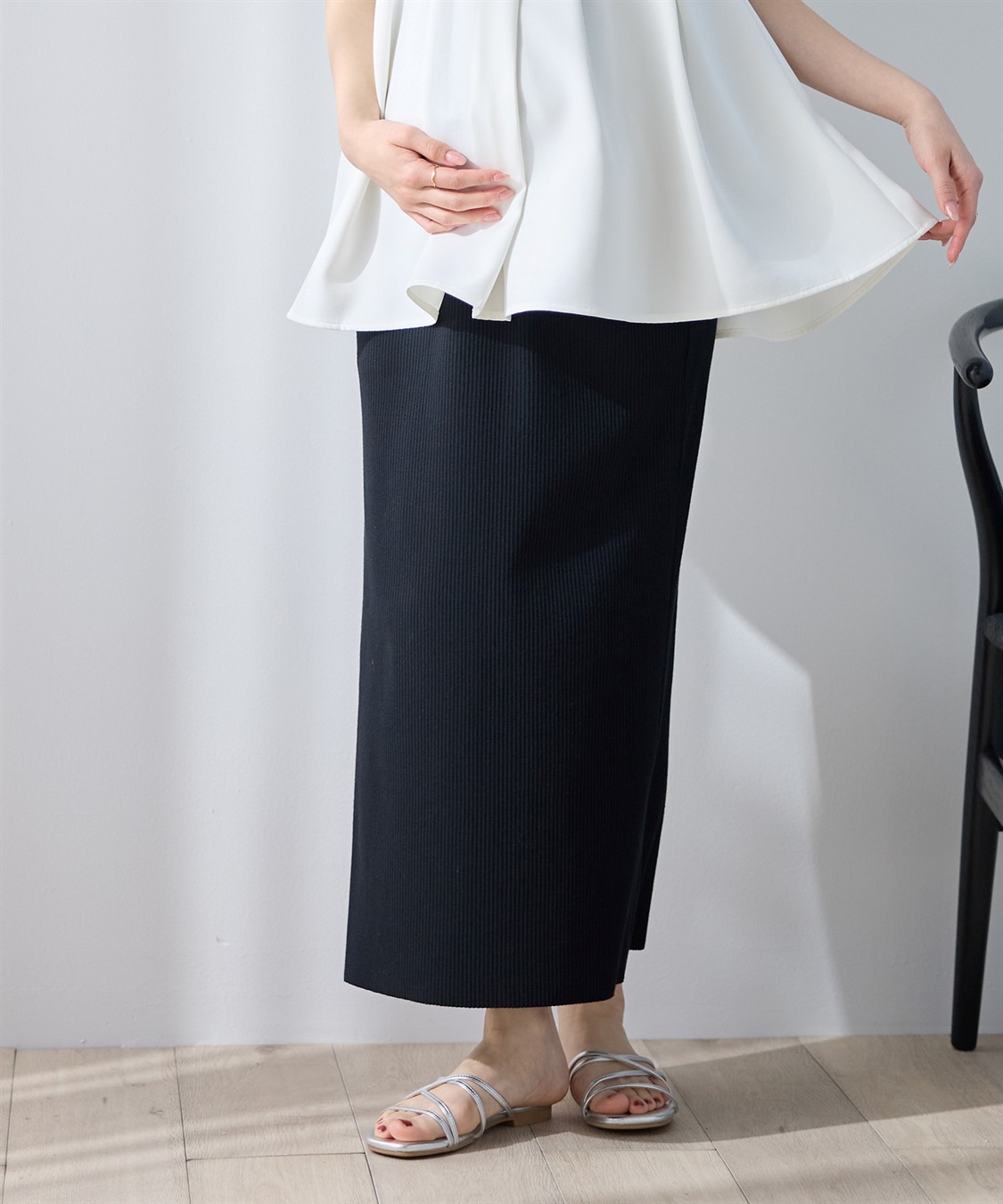 Rosemadame セルフカット リブナロースカート ロング（マタニティ~産後）妊婦服 産前・産後対応_variation_2