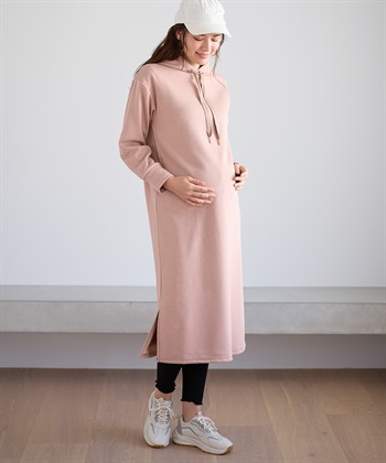 Rosemadame 裏シャギーふわもちボンディングパーカーワンピース（マタニティ/授乳服）授乳楽々 妊婦服 産前・産後対応_variationthumb_2