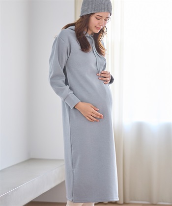 Rosemadame 裏シャギーふわもちボンディングパーカーワンピース（マタニティ/授乳服）授乳楽々 妊婦服 産前・産後対応_variationthumb_3