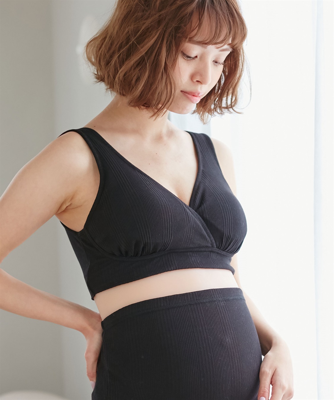 Rosemadame ランダムリブ美メイク授乳ブラ ナイトブラ 産前 産後 授乳 マタニティ ブラジャー_main