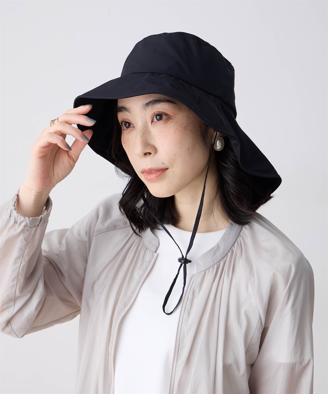 JOIN PARK 【Wpc.】UVカット接触冷感コンパクトエアリーハット【超軽量55g 帽子 ハット つば部分 完全遮光100％＆完全UVカット100％生地 UPF50+ あご紐付き 調整可能 日焼け対策 紫外線対策】_variation_1