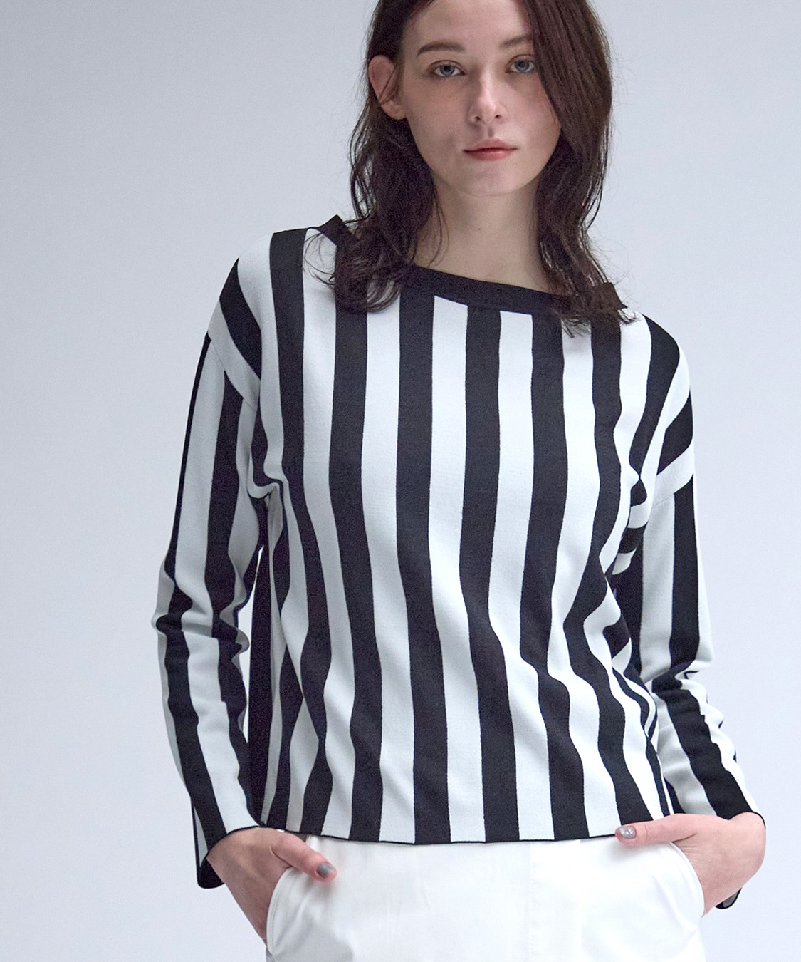 49AV JUNKO SHIMADA 【TIME SALE】ストライプ柄ボートネックニット_main